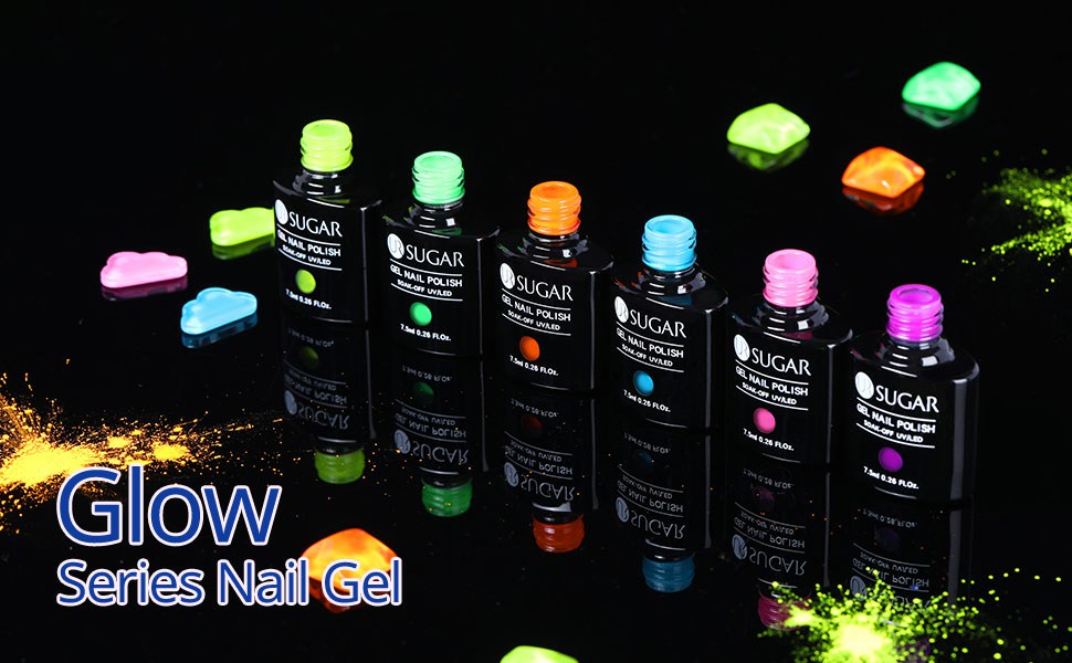 UR SUGAR Neon Luminous Gel Nail Polish Set 6 Colors 7.5ml