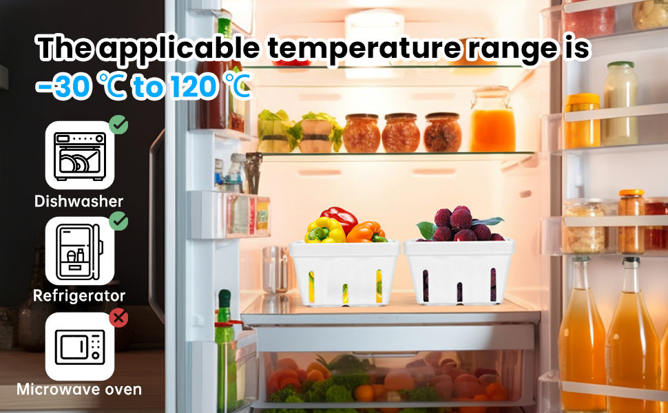 VOKOY 3 Pack Plastic Berry Basket, Waterproof Reusable