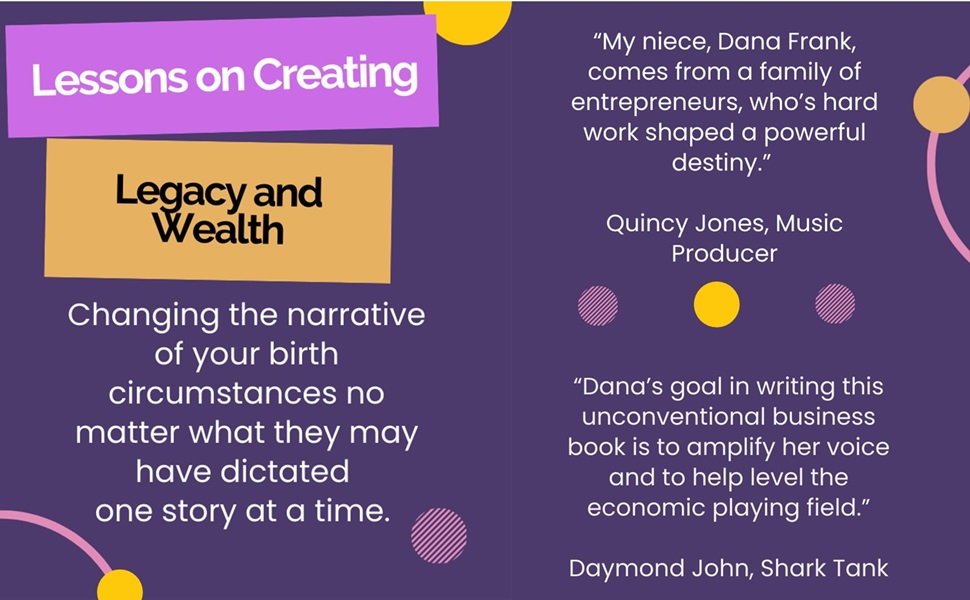 Quincy Jones and Daymond John endorsements of Get Up and Get On It by Dana Frank