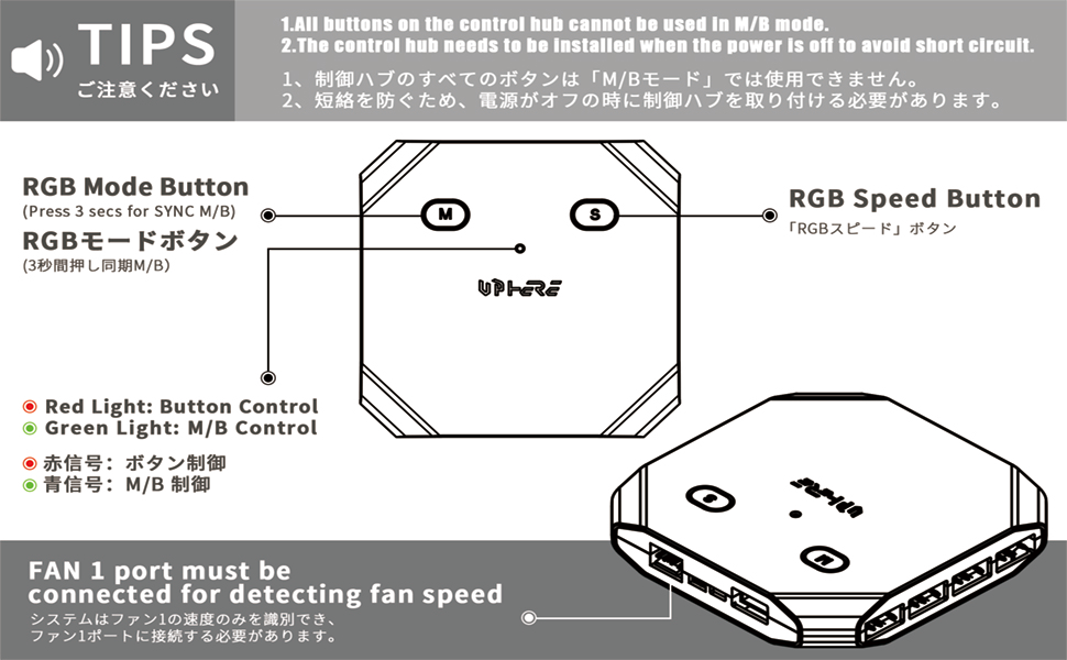 upHere 12V RGB to 5V ARGB PC Fan Hub with 6 PWM 4Pin Port,8 5V ARGB