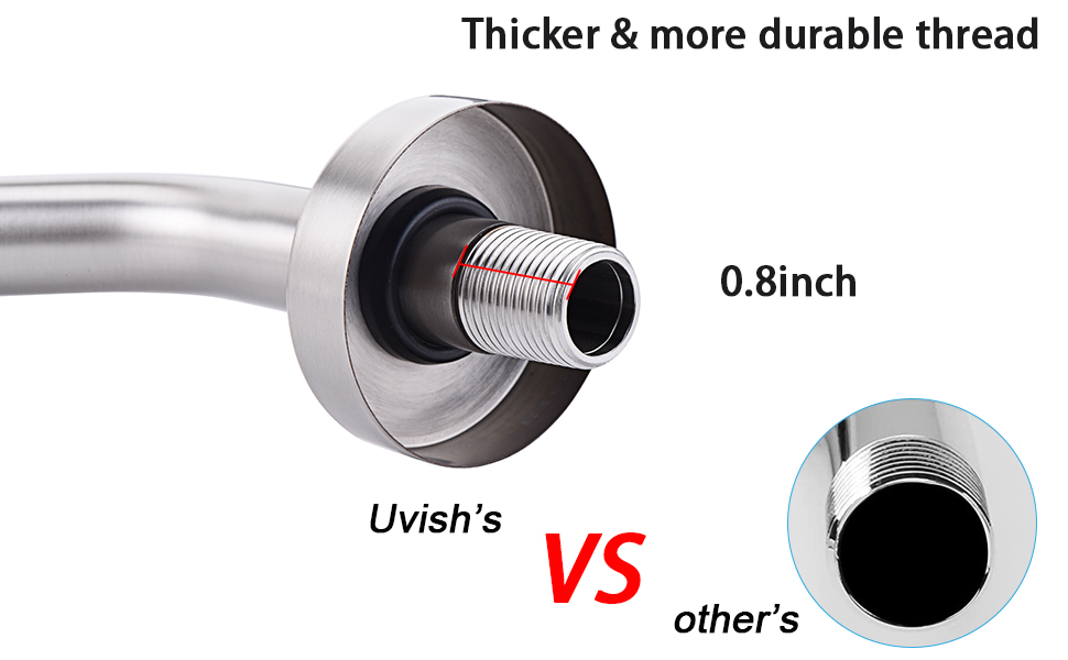 17" Shower Head Extension Arm with Flange Uvish S Shaped Shower Head