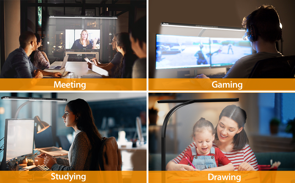 Quntis LED Desk Lamp, 31.5" Wide Dimmable EyeCaring Light 24W Touch