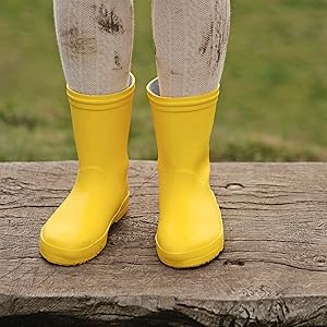 Kids colourful wampool waterproof rubber wellies wellington water comfy cotton warm yellow red blue