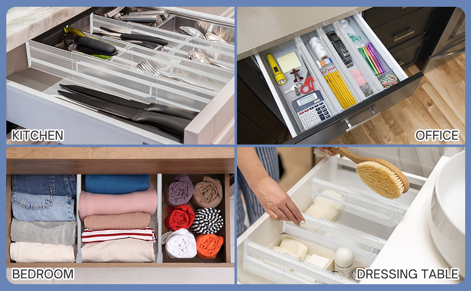 zerotop Drawer Dividers, 6 Pack Drawer Organiser Divider Adjustable