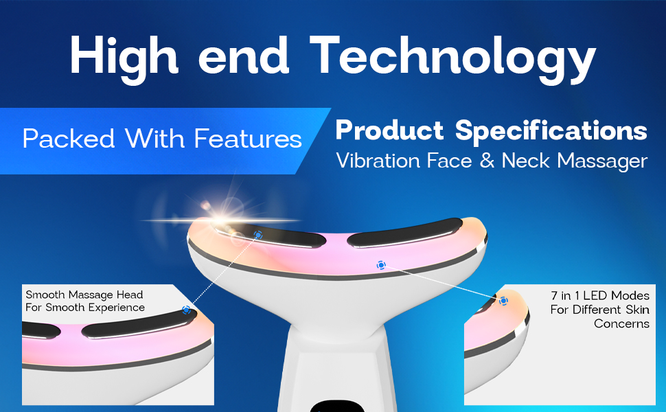 Vetmoc Skin Lift device | Anti-aging face and neck massage | Reduces wrinkles, puffes and double chin | 7 Color LED Light Therapy | Portable and suitable for all types of skin Skin tightening and face slimming device with regeneration stick