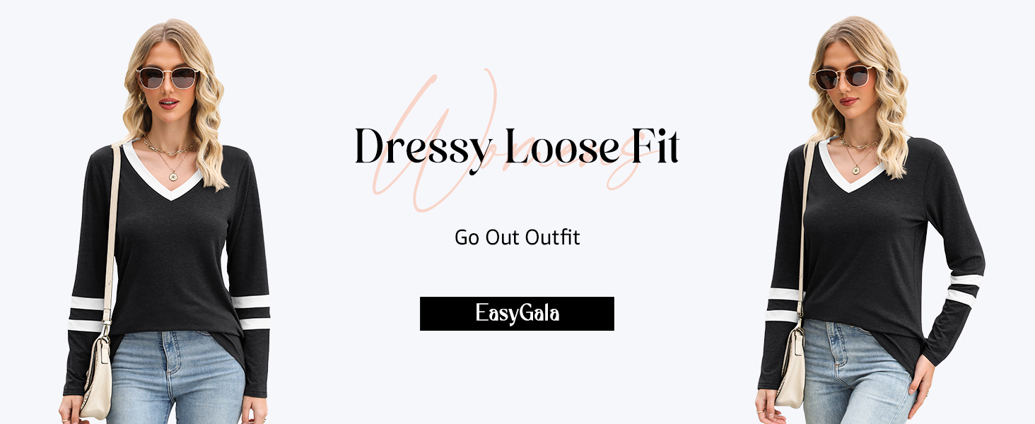 Womens Tops Color Block Sleeve Shirts Basic Tee Casual Loose Fit Basic Casual Shirt Trendy Outfits