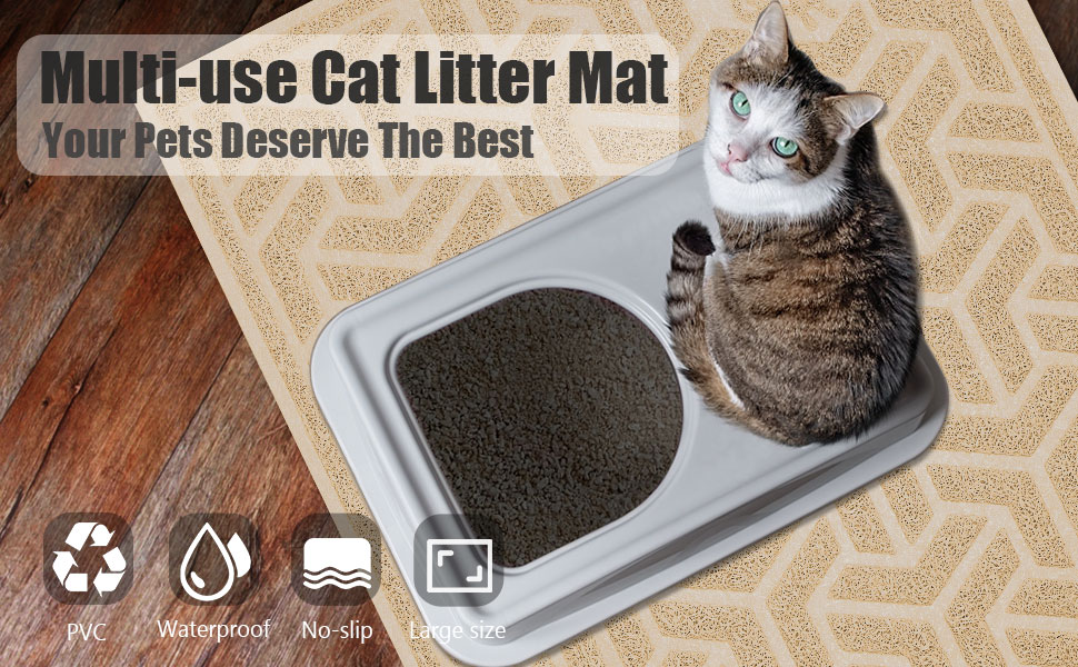 UPSKY Cat Litter Mat, Litter Trapping Mat Soft on Kitty Paws, Large Litter Box Mat