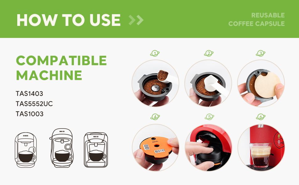 Reusable Tassimo Coffee Pods Refillable Coffee Discs for Bosch Coffee Maker, BENFUCHEN Tassimo