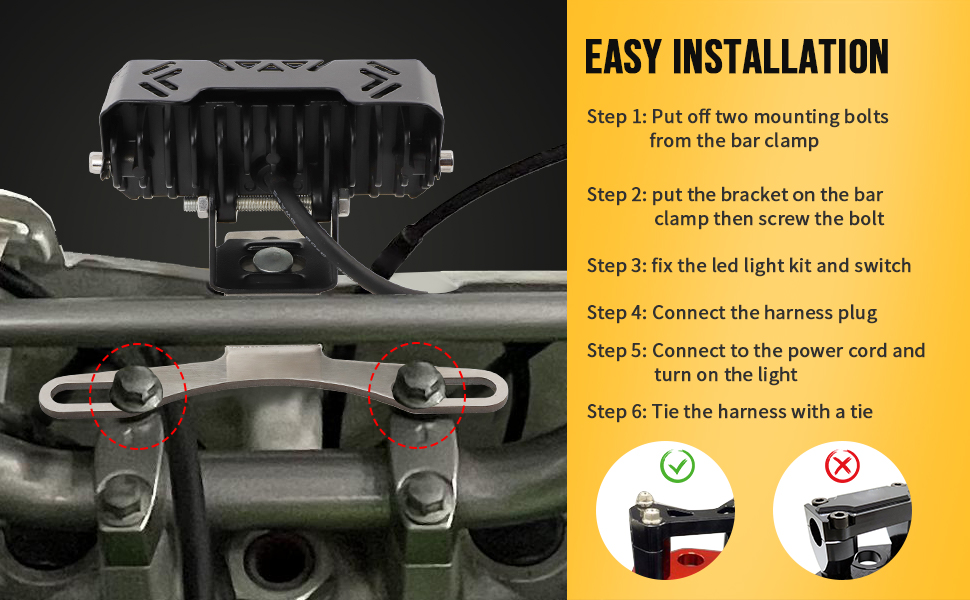 AUTOVIC Dirt Bike Light Bar Kit, 2 Modes White Light