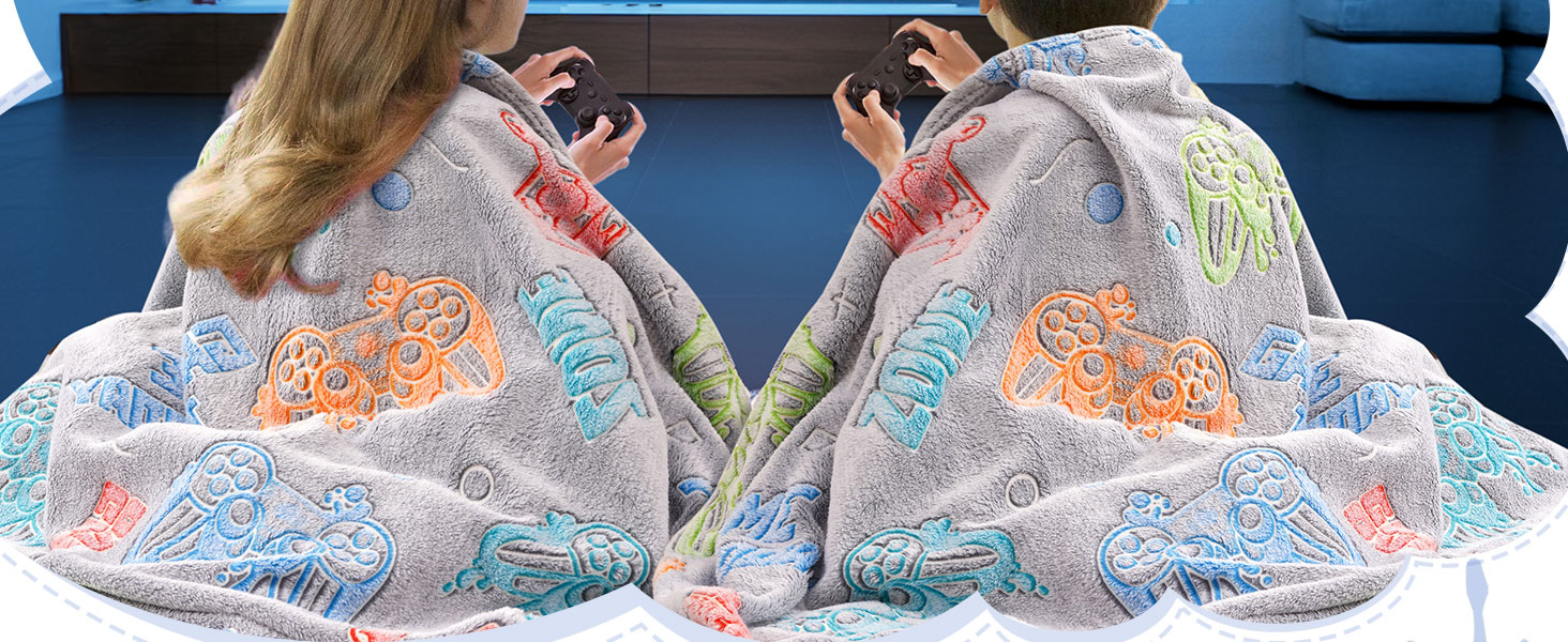 UOMNY Glow in The Dark Blanket for Boys Soft Gaming Throw