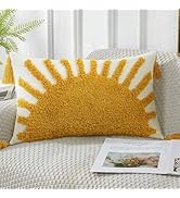 Adabana Decorative Boho Throw Pillow Covers 12x20, Lumbar Tufted Pillows Cover for Couch Bed, Sun...