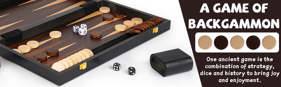 15" Wooden Backgammon Board Game Set