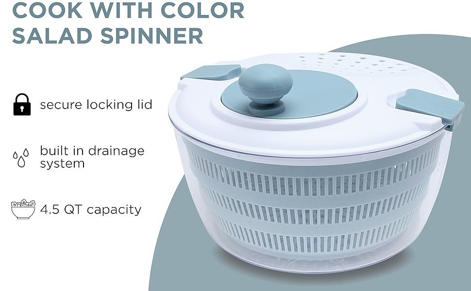 Cook with Color Salad Spinner Lettuce and Produce Dryer