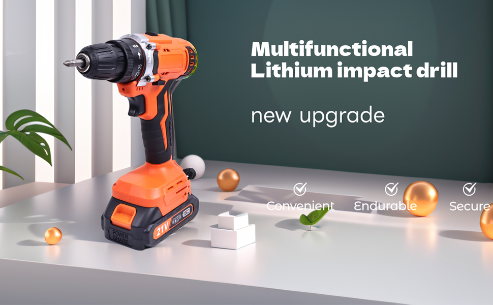 Cordless Drill Power Tool Set Dual Speed Adjustment, High