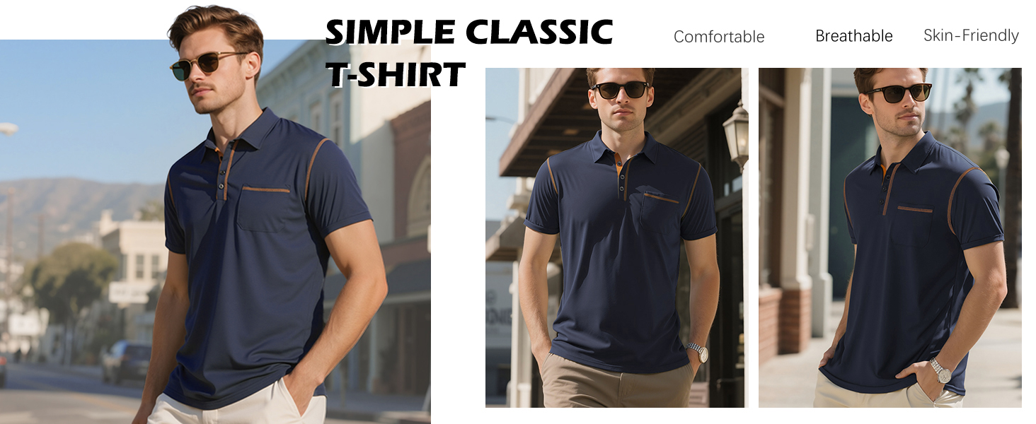 Men's Polo Shirts Short Sleeve Button Golf T-Shirt