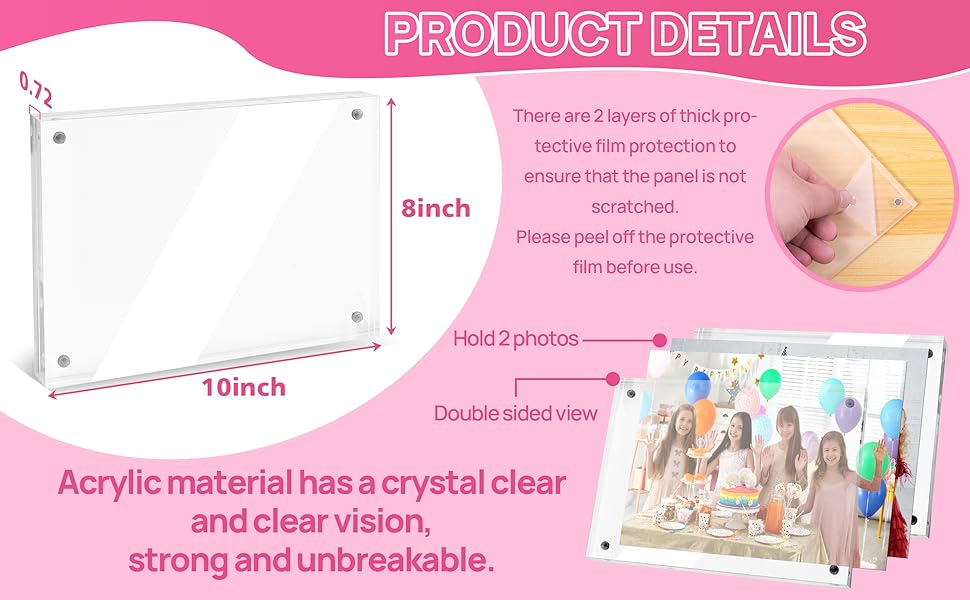 A & R 2 Packs 8 x 10 Acrylic Photo Frames,