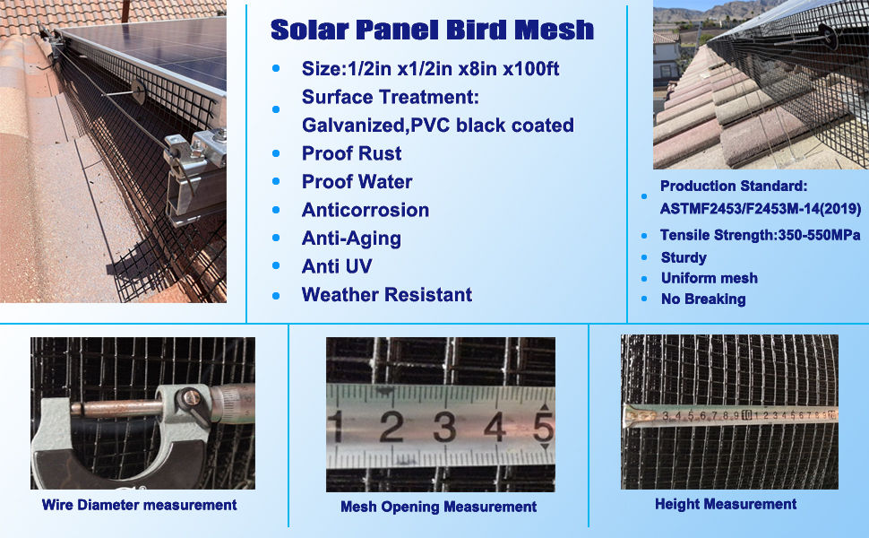 Rocicmhy Hardware Cloth 1/2inch 8x100 Squirrel Guard Wire Mesh,Solar