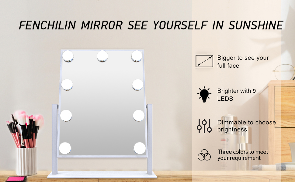 makeup mirror with 9 led light bulbs