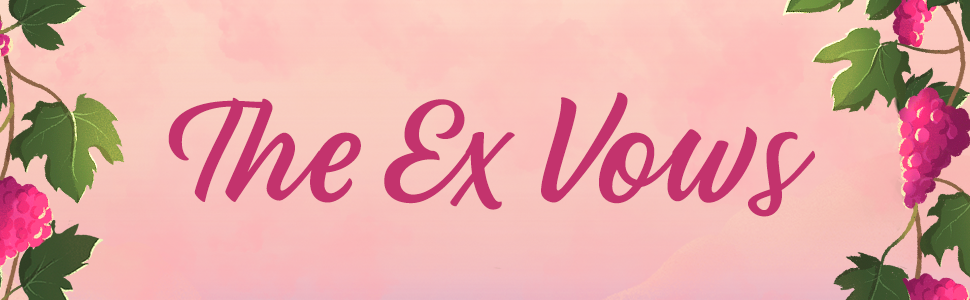 Image de bannière qui lit THE EX VOWS en écriture cursive de couleur prune. Un livre de Jessica Joyce
