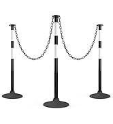 RoadHero 3 Pack Traffic Delineator Post with Weighted Rubber Base, Portable Black Safety Barrier ...