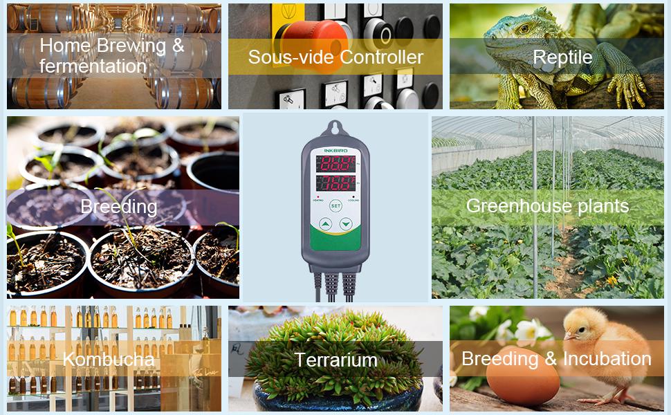 inkbird thermostat digital temperature controller control heater cooling with alarm for homebrewing