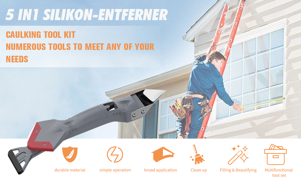 5in1 Silicone Caulking Tool Kit Sealant Finishing ToolCaulk Remover