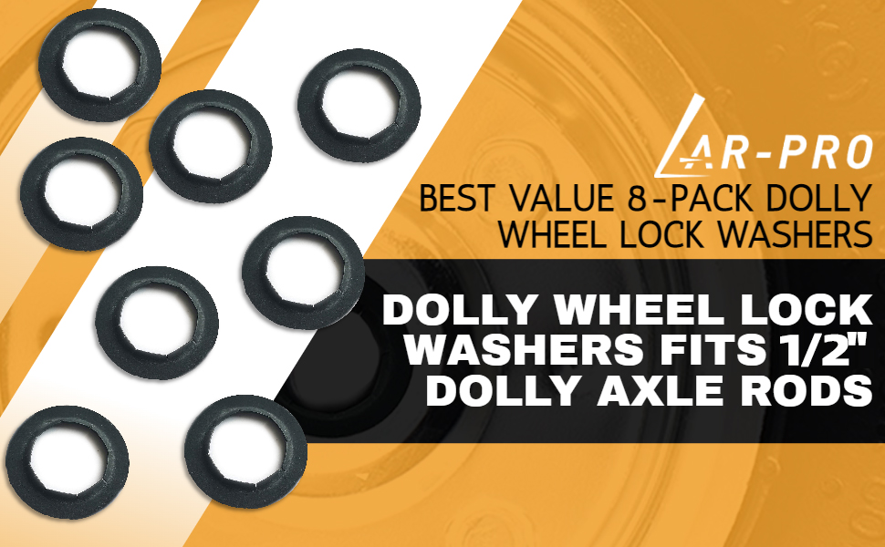 (8Pack) 1/2" Axle Push Nuts, Dolly Wheel Lock Washers with Oiled