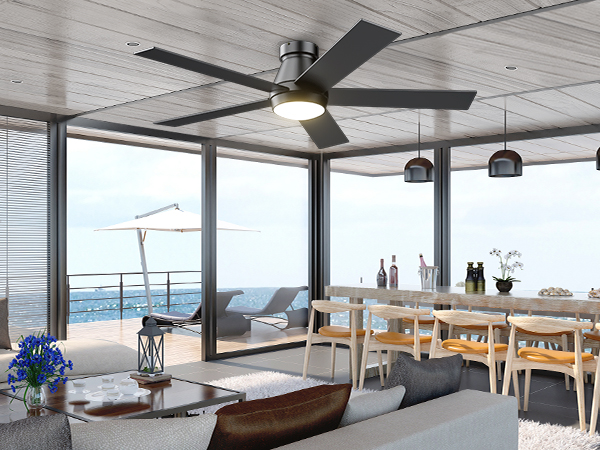 TCL 52&#34; Ceiling Fan with Lights, Black Flush Mount Ceiling Fans with Remote Control