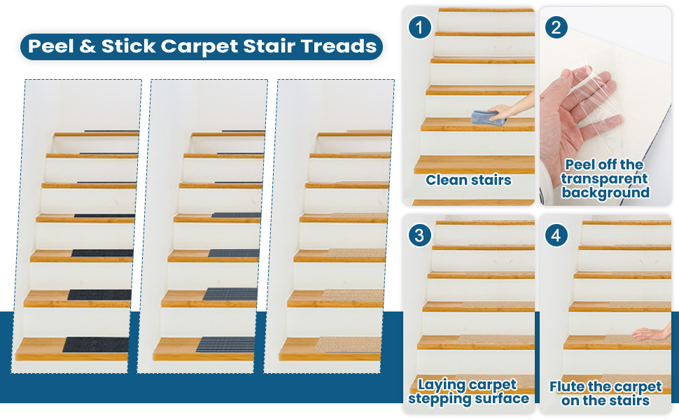 Peel & stick carpet stair Treads