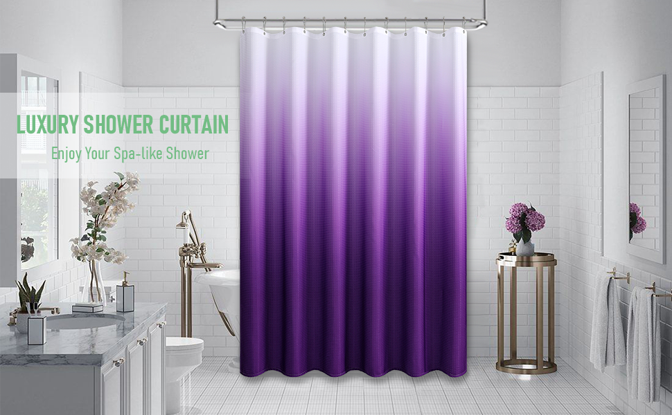 Dynamene Purple Fabric Shower Curtain Ombre Waffle Weave