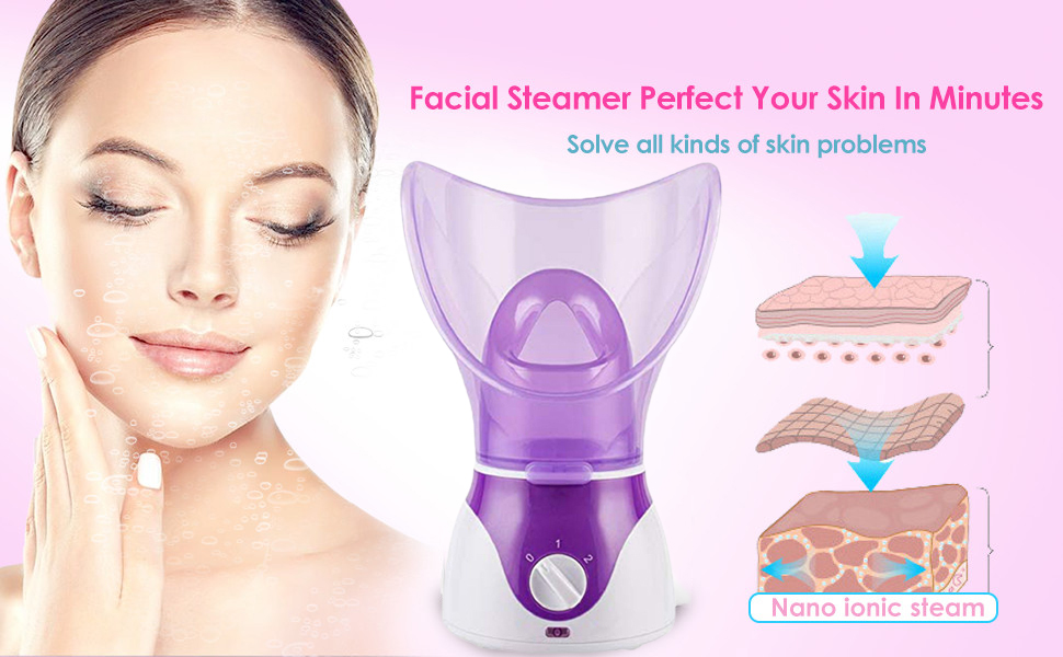 Facial Steamer,Nano Ionic Face Steamer for Home Facial,Portable