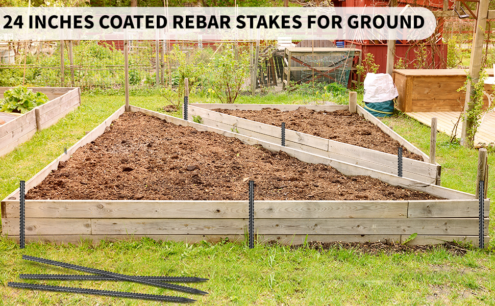 Besitu 24 Inches Straight Rebar Stakes(20Pack), 1/2" Diameter Steel