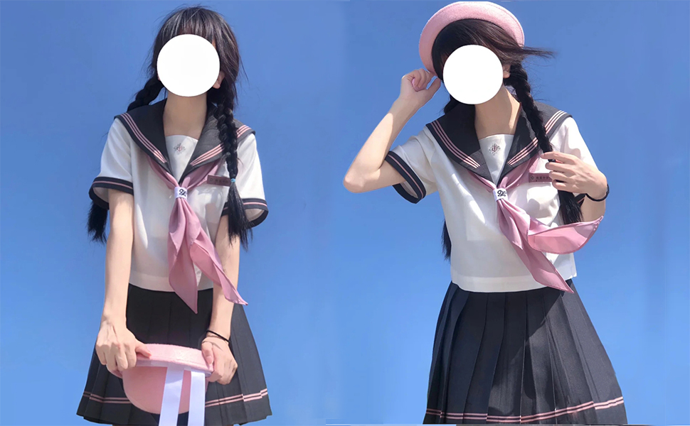 1/4サイズ ねこちゃん腕章 セーラー服 ピンク アウトフィット チョーカー No.777 セーラー肩ひも付きスカート 黒×えんじ | metamorphose