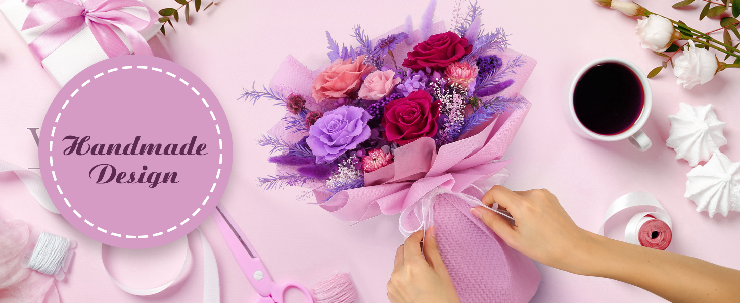 Bloom's Diary Preserved Purple Flowers Bouquet, Flowers for