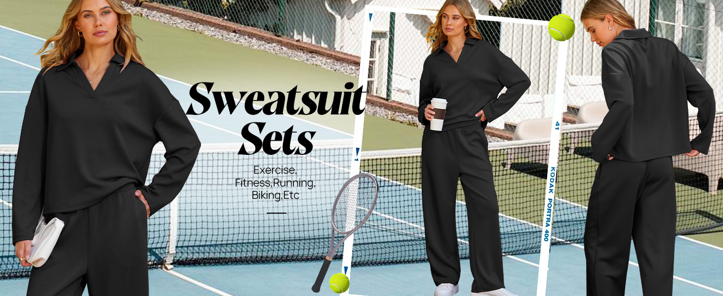Womens Solid Color Sweatsuit Sets