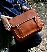 Leather Messenger Bag for Men Women - Full Grain Leather Laptop Satchel Office Shoulder Bag by Ru...