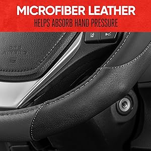 Microfiber leather steering wheel cover