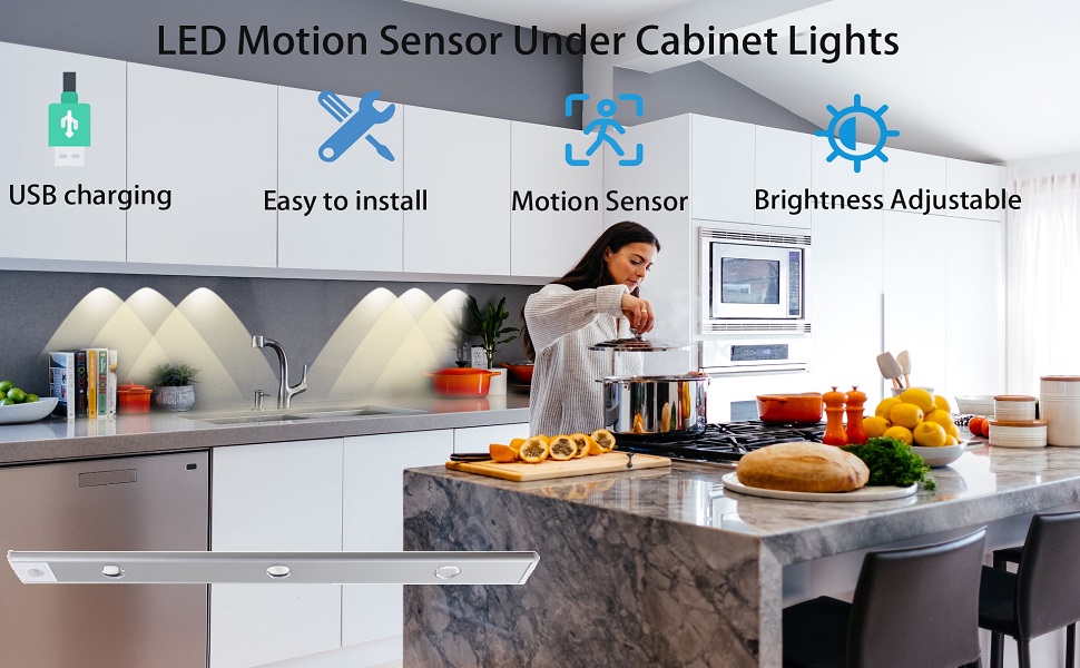 Under Lighting, Wireless Motion Sensor Closet Lights, 3 Colors Dimmable LED Motion