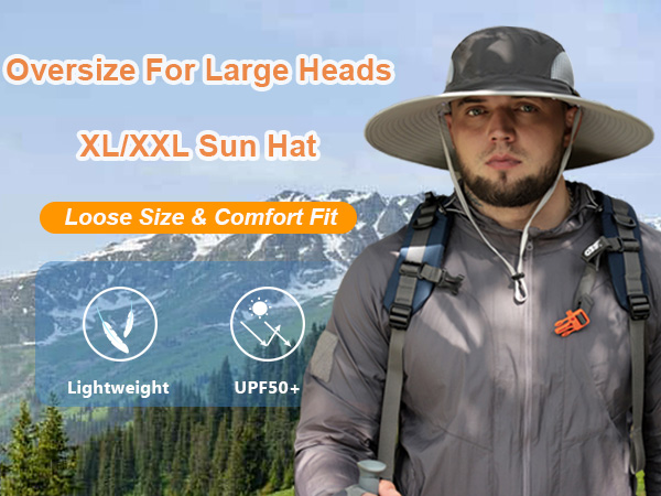 Oversized XL/XXL Sun Hat for Large Head, UV Protection