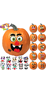 40 Pcs Silly Face Pumpkin Stickers