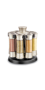 Silver Rotating Spice Rack, 8 Jars