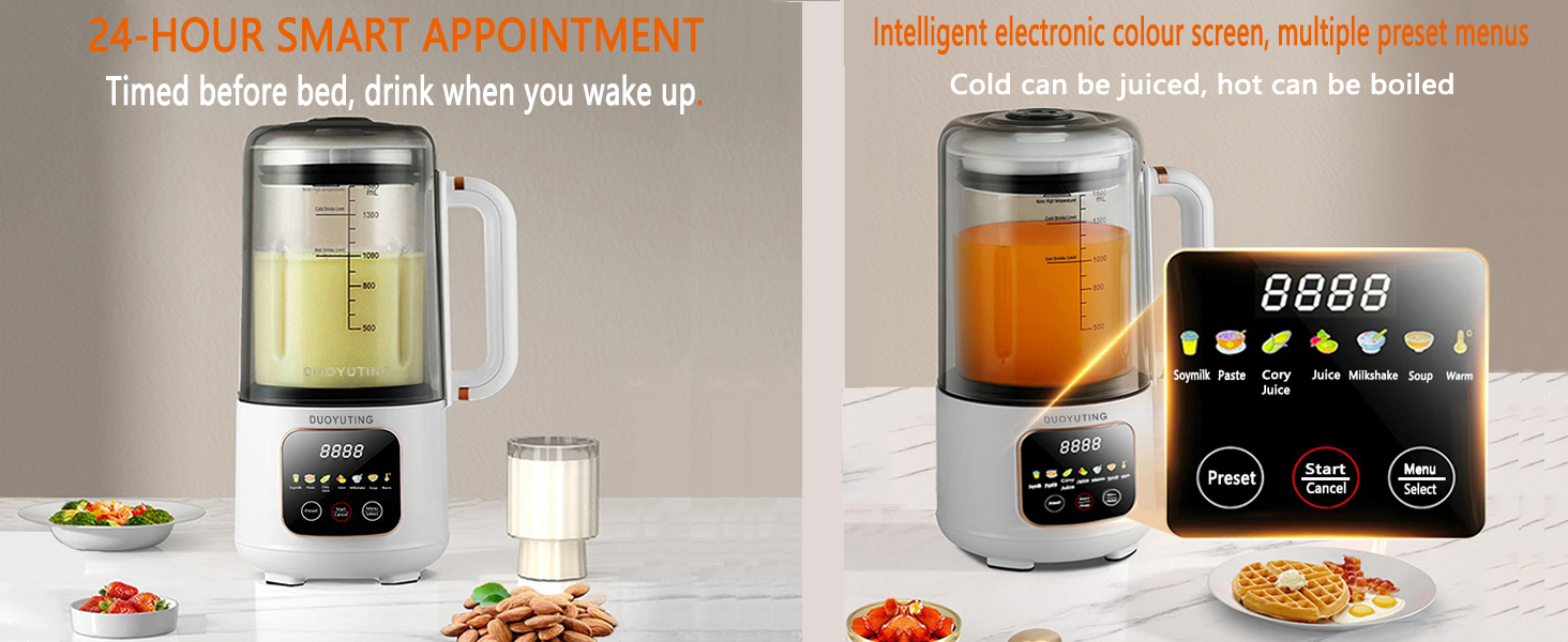 Intelligent electronic colour screen, multiple preset menus Cold can be juiced, hot can be boiled