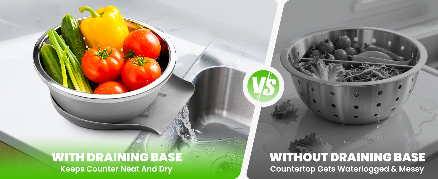 food strainer with self-draining base