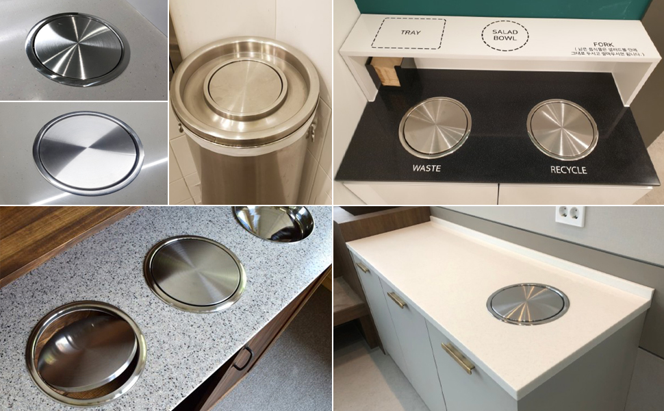 CLAIRLA Simple Trash Grommet for kitchen countertop with Auto Cover