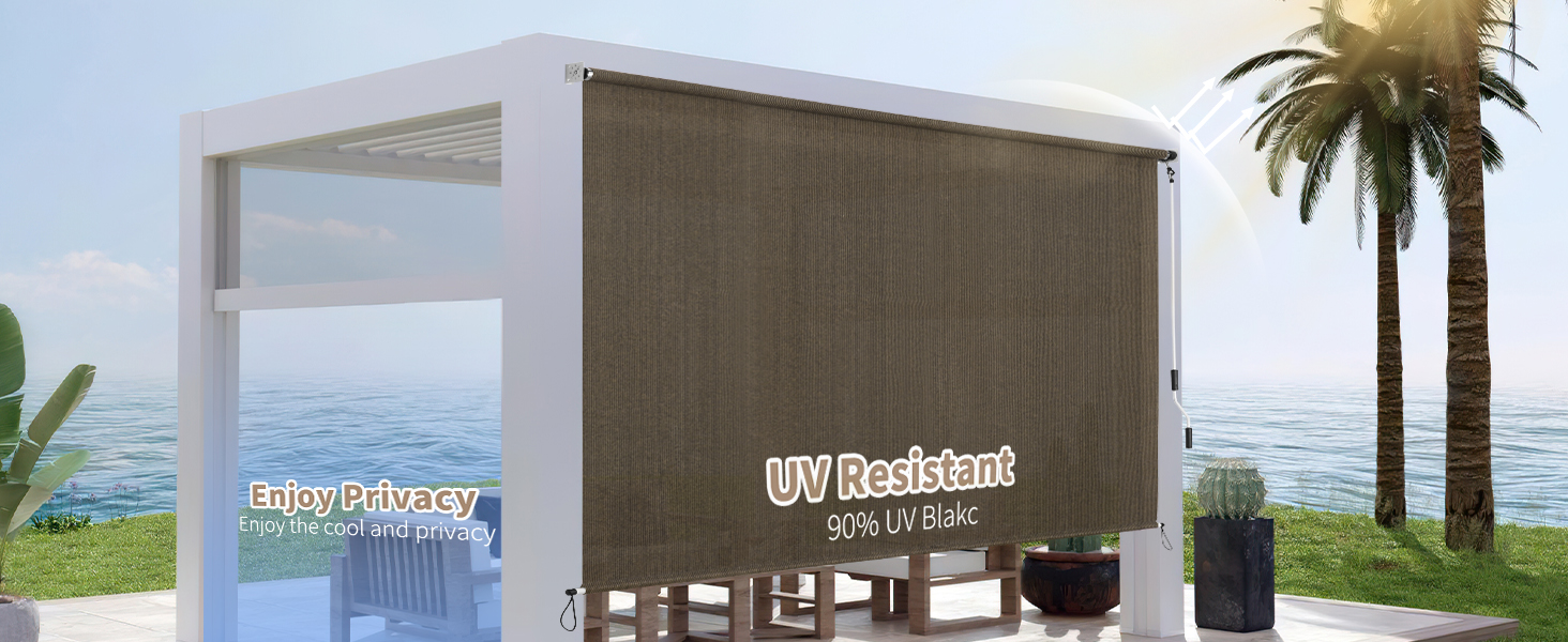 Cordless outdoor roller shades