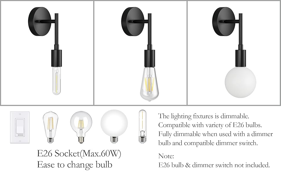 Ralbay Industrial Wall Sconces 2 Pack Indoor Rustic Metal Black Wall