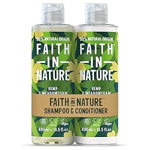  Faith In Nature Vegan and Cruelty Free Hemp & Meadowfoam Shampoo & Conditioner Set