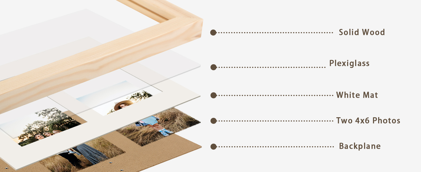 AVEAX 8x10 (20x25 cm) Photo Frame Display Double 4x6 Frames Multiple