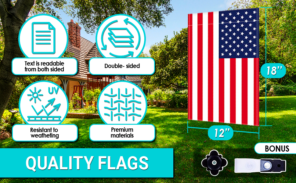 BP&Q Seasonal Garden Flags 12x18 Double Sided Set of 12 Outdoor Garden Flag Set