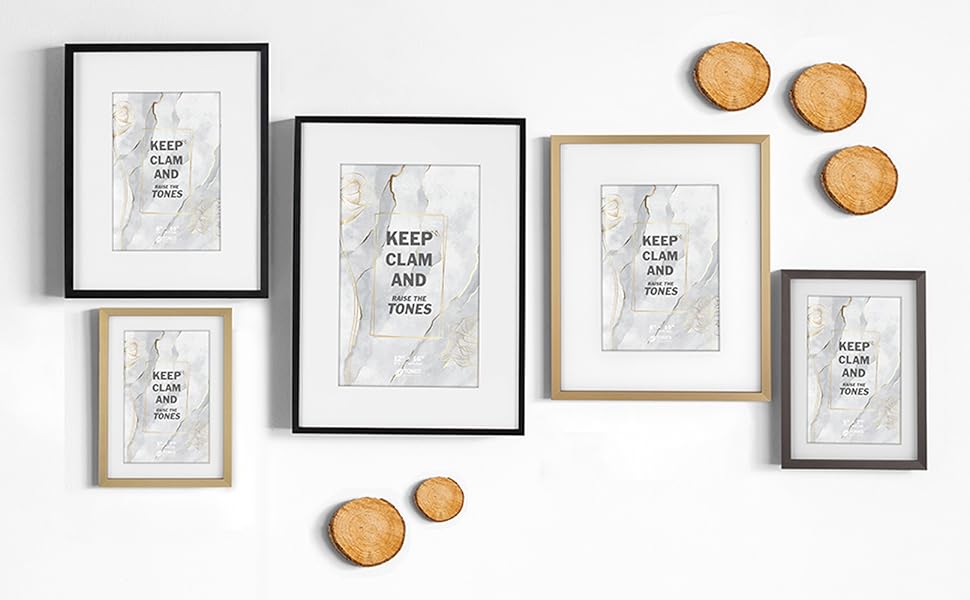 16x20 Picture Frame, Gold Metal Photo Frame Mat to 11x14 and Tempered Glass, for Art Gallery